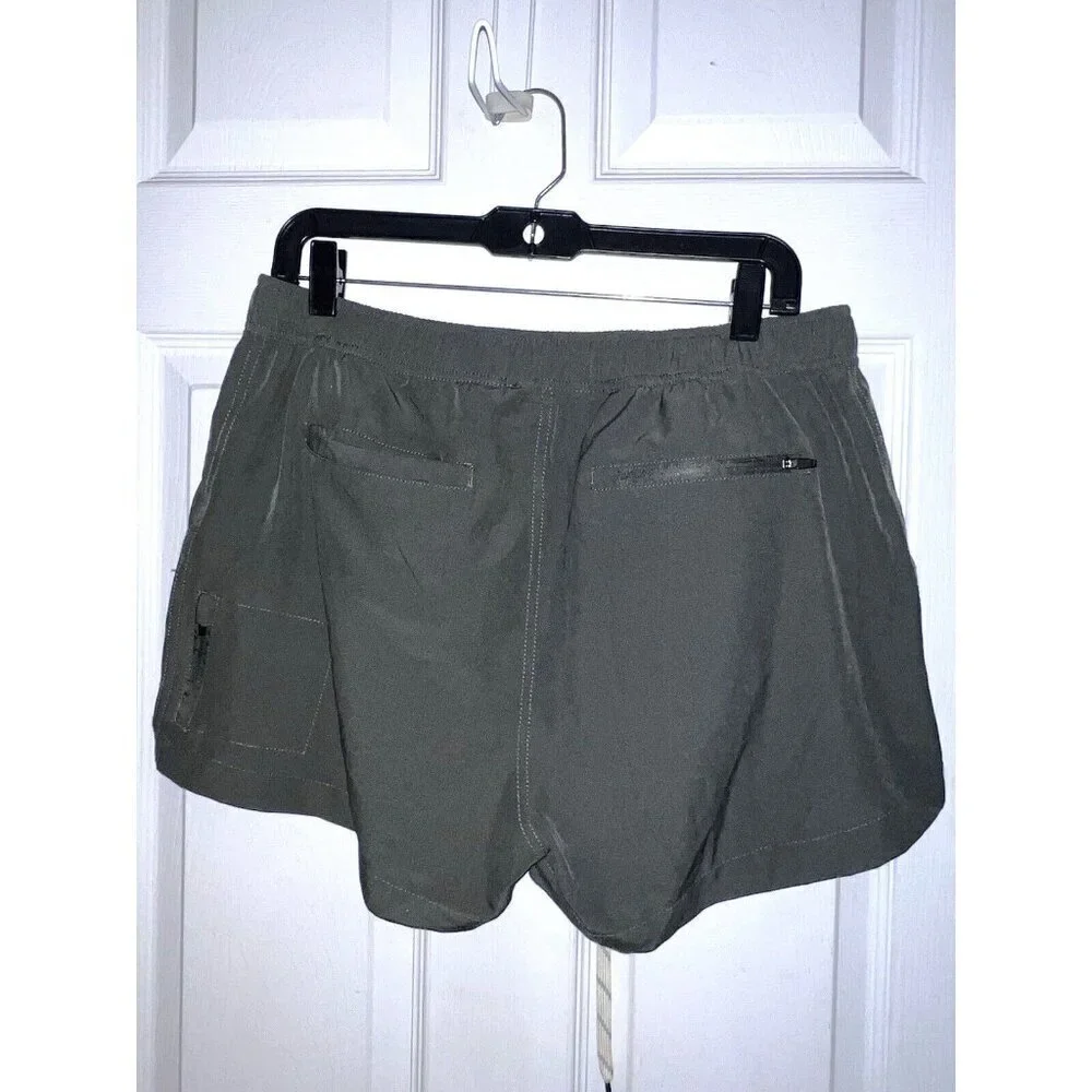ICEBURG Womens Olive Green Elastic Waist Shorts Pockets Sz L